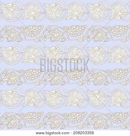Seamless traditional chinese pattern with floral ornament in vintage pastel colors. Stock vector illustration.