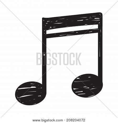 Isolated sketch of a musical note, Sixteenth note, Vector illustration