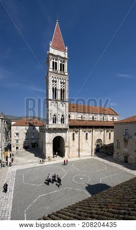 The Cathedral of St. Lawrence (Sv Lovre) is a Roman Catholic triple naved basilica constructed in Romanesque Gothic in Trogir Croatia.