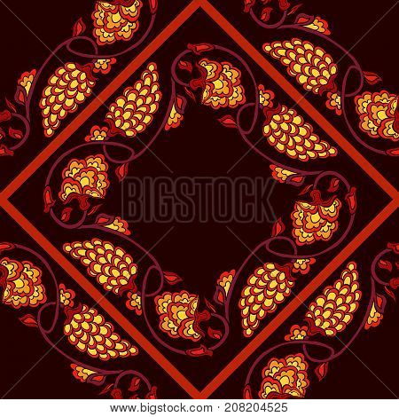 Seamless traditional chinese pattern with floral ornament. Stock vector illustration.