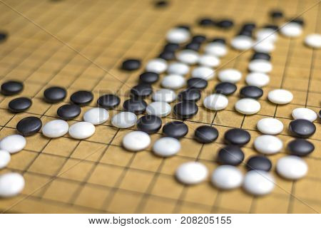 Close up Go or Igo Chinese traditional board game