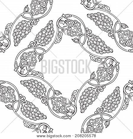 Seamless traditional chinese pattern with floral ornament. Stock vector illustration.