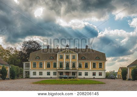 Vaxjo Sweden - September 2017. Picture of old scandinavian house