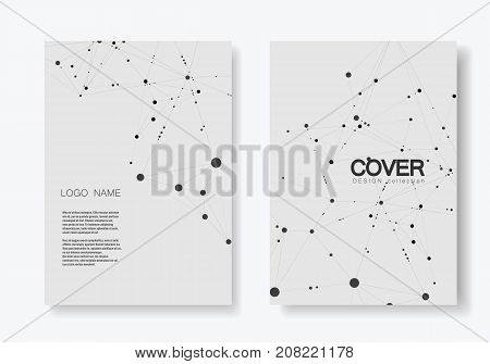 Polygonal abstract background with connected line and dots. Modern cover brochure with technological design for future world projects.