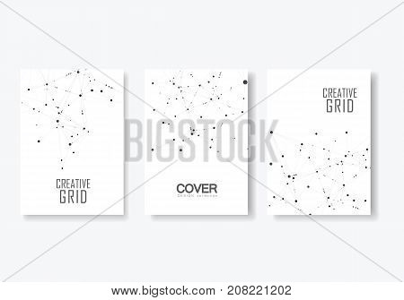 Polygonal abstract background with connected line and dots. Modern cover brochure with technological design for future world projects.