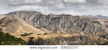Mountainous landscape and forect in Armenia wide screen horizontal