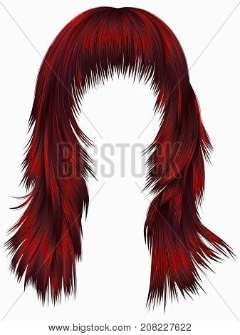 trendy woman long hairs Red colors . beauty fashion . realistic 3d