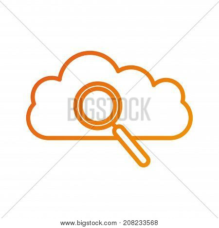 cloud magnifier search find information vector illustration