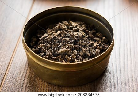 Stock photo of dried bitter and salty or chatpata Amla/Avla/Aavla called supari or mouth freshener