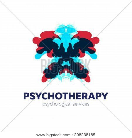 Psychotherapy and psychological services logo. Vector illustration with rorschach test inkblots