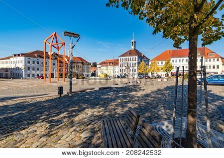 Town Hall on the Old Town Square in Bischofswerda, Germany.