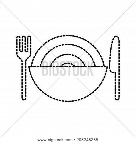restaurant bowl spaghetti and knife fork dinner vector illustration