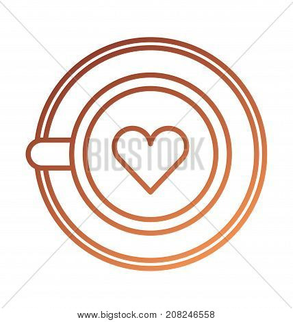 coffee with foam in a shape of a heart top view vector illustration