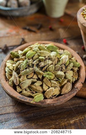 Most Expensive Spice In The World – Dried Green Cardamom Pods With Black Seeds, Used As An Ingredien