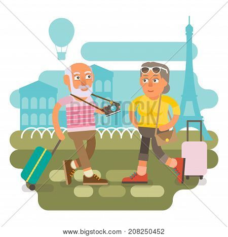 50 plus couple traveling together on vacation holidays and enjoying life