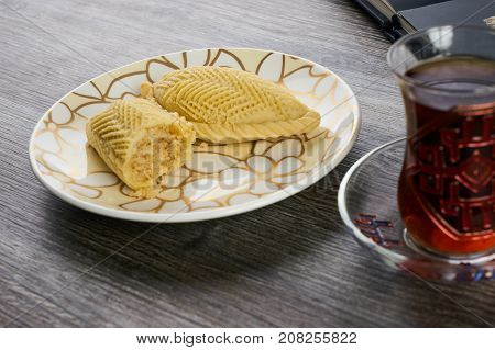 Traditional Azerbaijan Sweet Pastry Shekerbura With Nuts