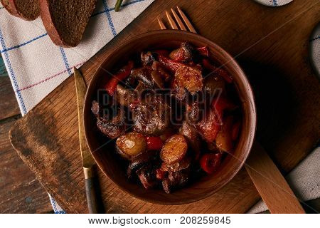 Baked Vegetables, Potatoes, Mushrooms, Onion, Tomato And Garlic