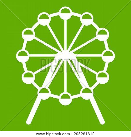 Singapore Flyer, tallest wheel in the world icon white isolated on green background. Vector illustration