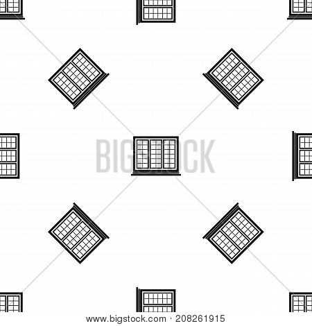 Wooden tricuspid window pattern repeat seamless in black color for any design. Vector geometric illustration