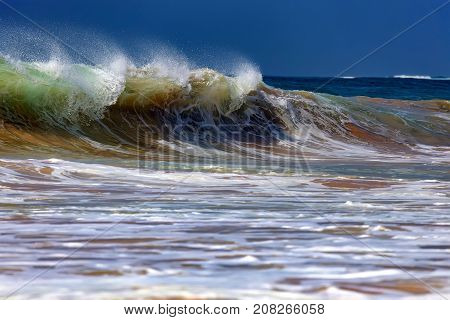 Powerful wave and surf on the coast of the ocean
