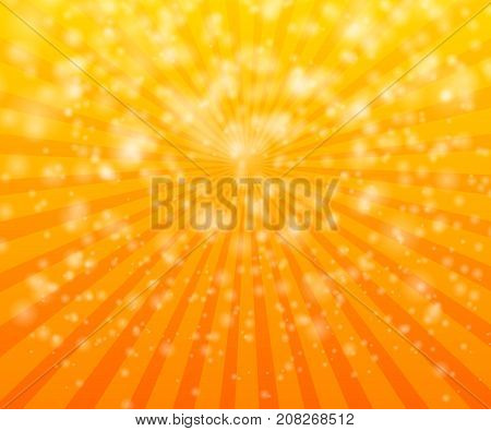 Winners abstract festival radial background. Pop art glitter sparkle golden backdrop. Orange bright magic shine lights. Win holiday party glowing. Vector blur confetti illustration.