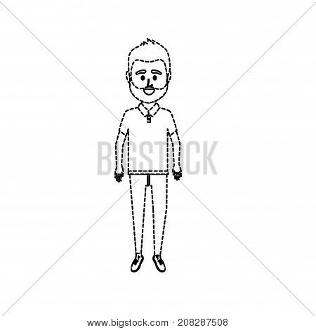dotted shape man with t-shirt and pants design vector illustration