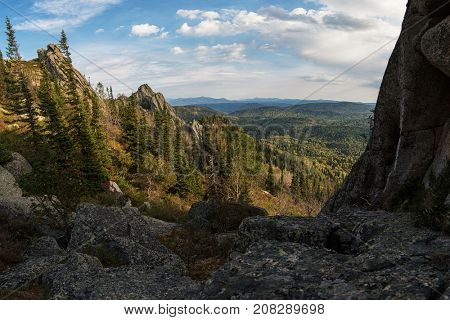 Beauty view in mountains of Altai. Kolyvan ridge - a mountain range in the north-west of the Altai Mountains, in the Altai Territory of Russia
