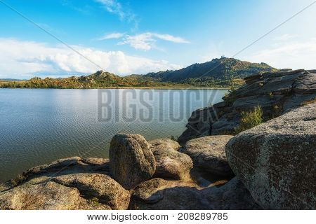 Beauty view on Kolyvan lake - a lake at the foot of the northern slope of the Kolyvan Ridge in the Altai Territory of Russia