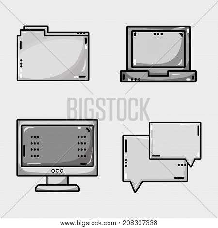 set programmer data information technology vector illustration