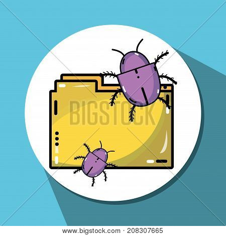 documents information with dangerous cyber virus vector illustration