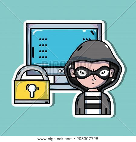 person hacker to programmer virus in the system vector illustration