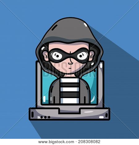 person hacker to programmer virus in the system vector illustration