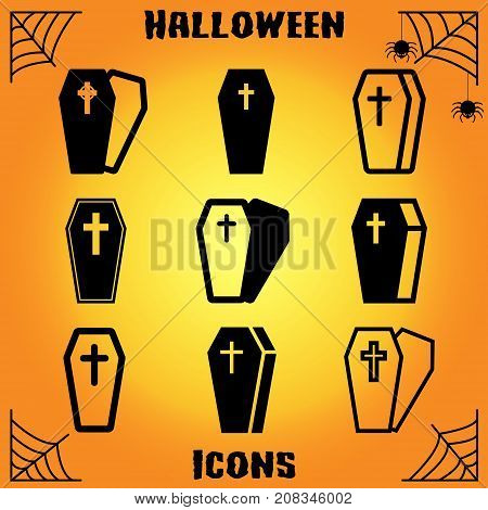 Vector modern coffin gray circle icon on white background