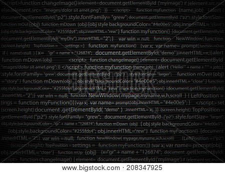 Software Web Design Analog Moire Glitch Dark Background. Site Developer Javascript Programming Code.