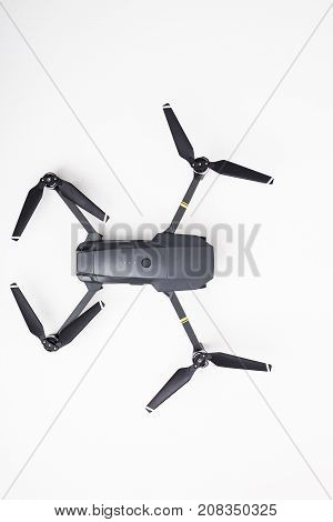 DJI Mavic Pro drone: ISRAEL, OCTOBER 2, 2017. Closeup, on white background. One of the most portable drones in the market, with 4k ultra hd.