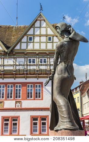 Statue In Front Of The Town Hall Of Blomberg