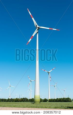 Modern wind power plants seen in Germany