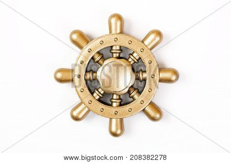 Gold Fidget Spinner isolated on white background
