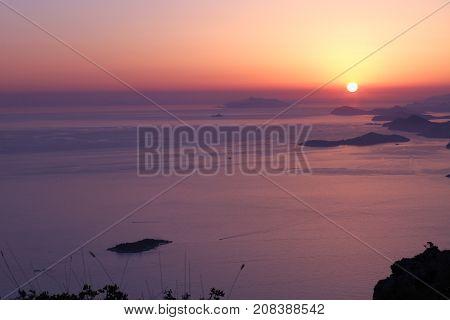 Sunset over the Adriatic Sea Croatia in summer.