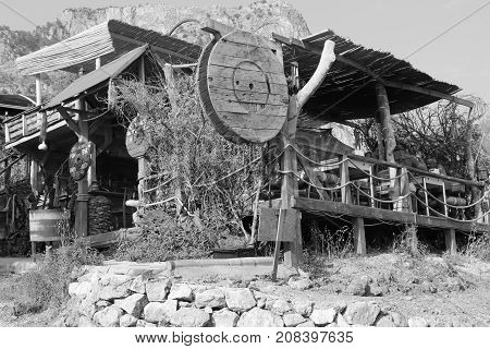 29TH JULY 2016, KABAK,TURKEY; A shack looking bar on the mountain side at kabak in turkey, 29th july 2016