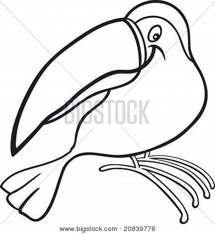 Cartoon Toucan voor Coloring boek