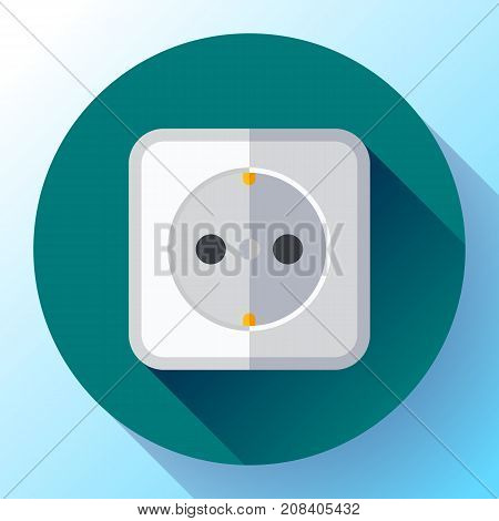 Electric white socket Vector icon Flat style