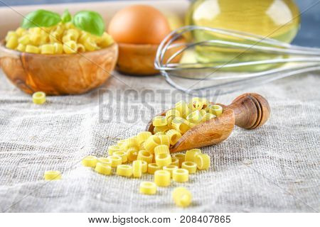 Ditalini Macaroni. Pasta Rings. Tubettini And Thimbles. Anellini.