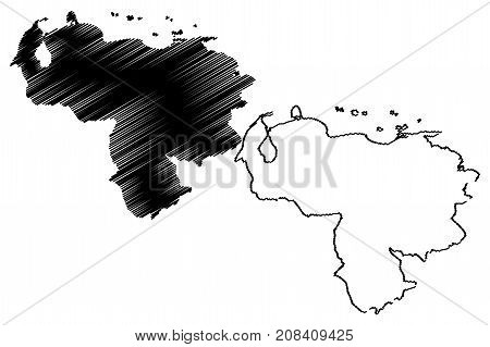 Venezuela map vector illustration , scribble sketch Venezuela