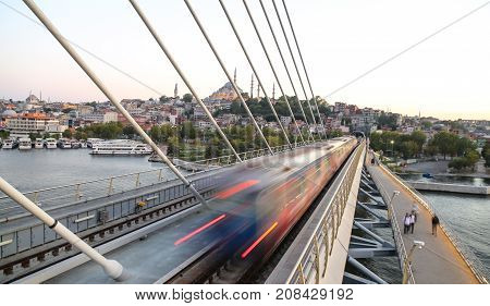 Golden Horn Metro Bridge In Istanbul, Turkey