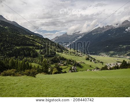 Overview from castle on a hill in Bormio.