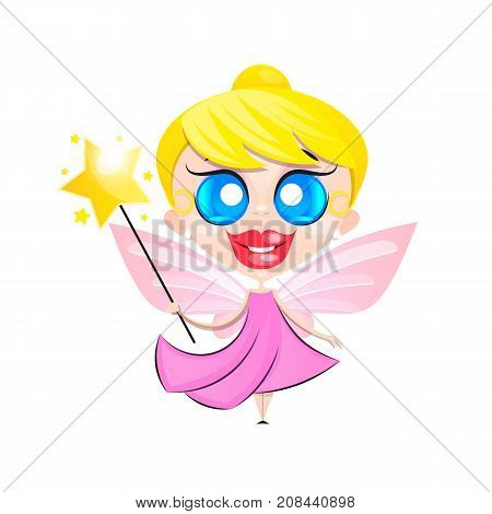 Flying fairy butterfly.Vector illustration on a white background.