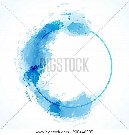 Blue zen circle abstract modern calm design. Artistic background layout with empty space for message and text. Vector illustration