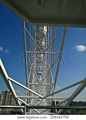 Big wheel on a fun fair - top view