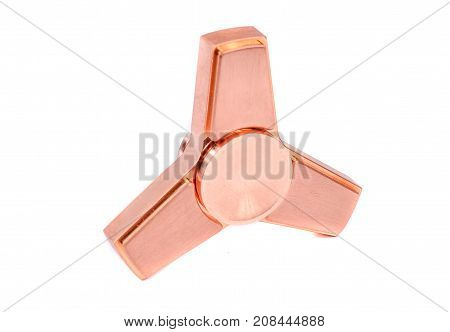 Metallic fidget spiner isolated on white background